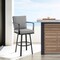 Armen Living Don 30" Outdoor Patio Swivel Bar Stool in Black Aluminum with Gray Cushions 840254332485 - alternate 3